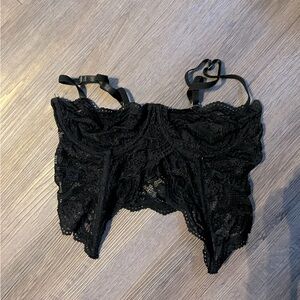 Shein black small lace crop top